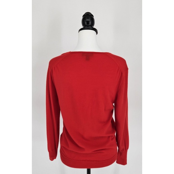 J. Crew 100% Merino Wool Cherry Red Buttery Soft Sweater Womens Size Medium - Picture 6 of 9